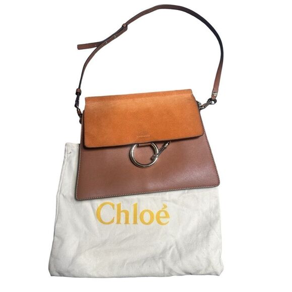 Chloe Faye Leather & Suede Shoulder Bag - Picture 1 of 16